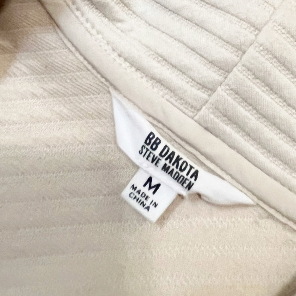 BB Dakota + Steve Madden Cream Open Front Textured Blazer Jacket W/ Pockets. Med - Picture 10 of 14